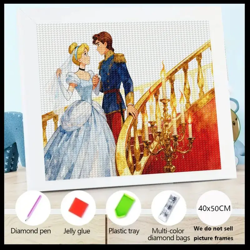 1 шт. 5D DIY комплект алмазной живописи, Золушка принц, очаровательная сказка, свадебная романтическая пара, искусство, полная дрель, хрустальные стразы