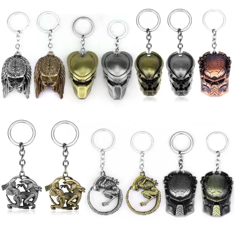 Винтажный брелок с подвеской в виде маски Alien vs Predator Queen Scar Predator для мужчин AVP, металлический брелок для ключей, вентиляторы, автомобильная сумка, декор, ювелирное изделие, подарок