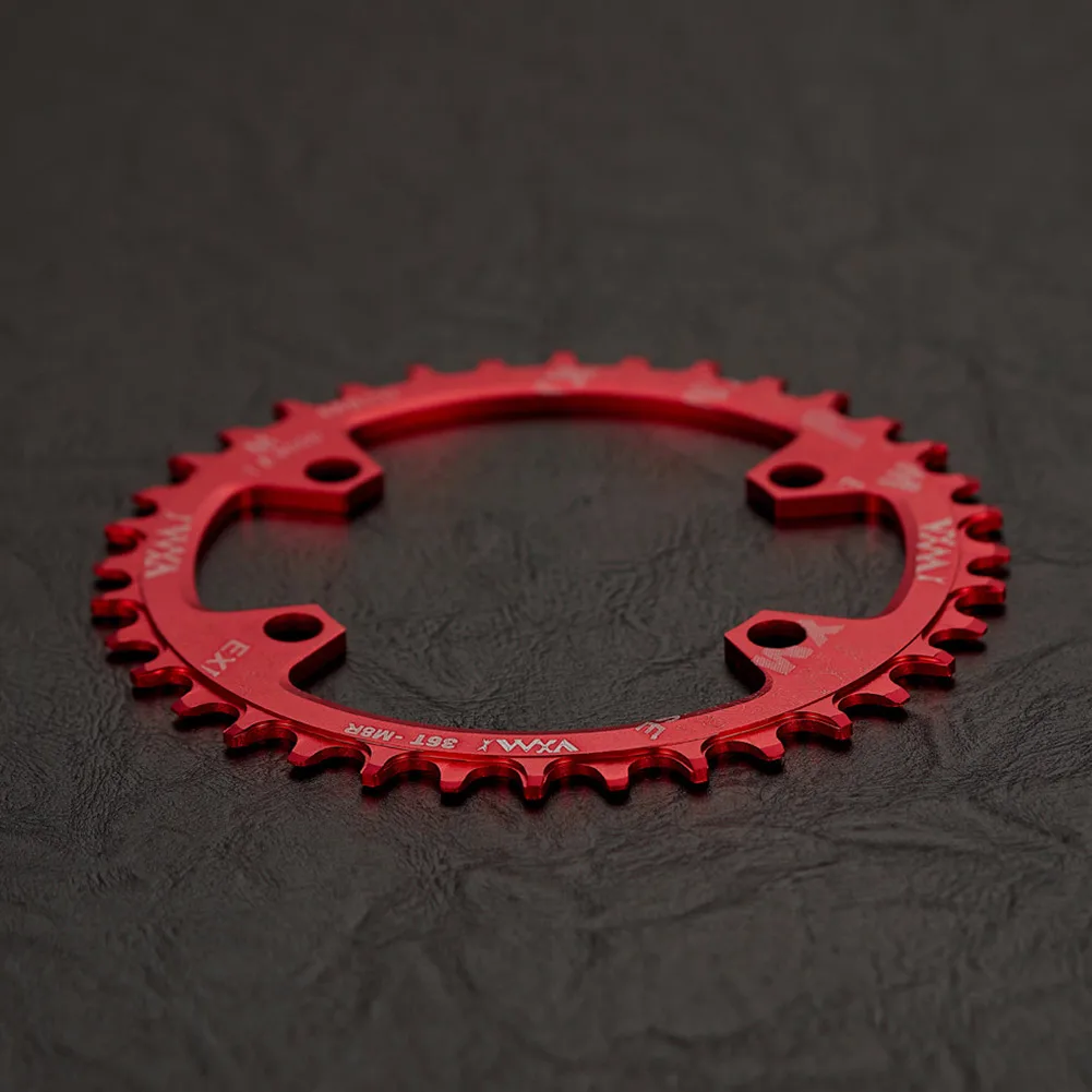 Фото Флюоресцентная односкоростная 32T/34T/36T/38T BCD 96MM Bike CNC обработка процесса MTB положительная и отрицательная пластина №2