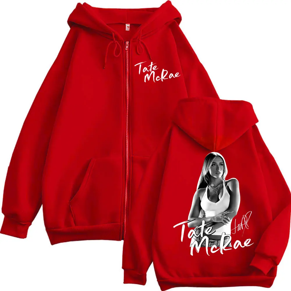 Фото Tate McRae Miss Possessive Tour 2025 толстовки на молнии для мужчин и женщин модные эстетические толстовки на молнии повседневные свободные куртки пуловеры №4