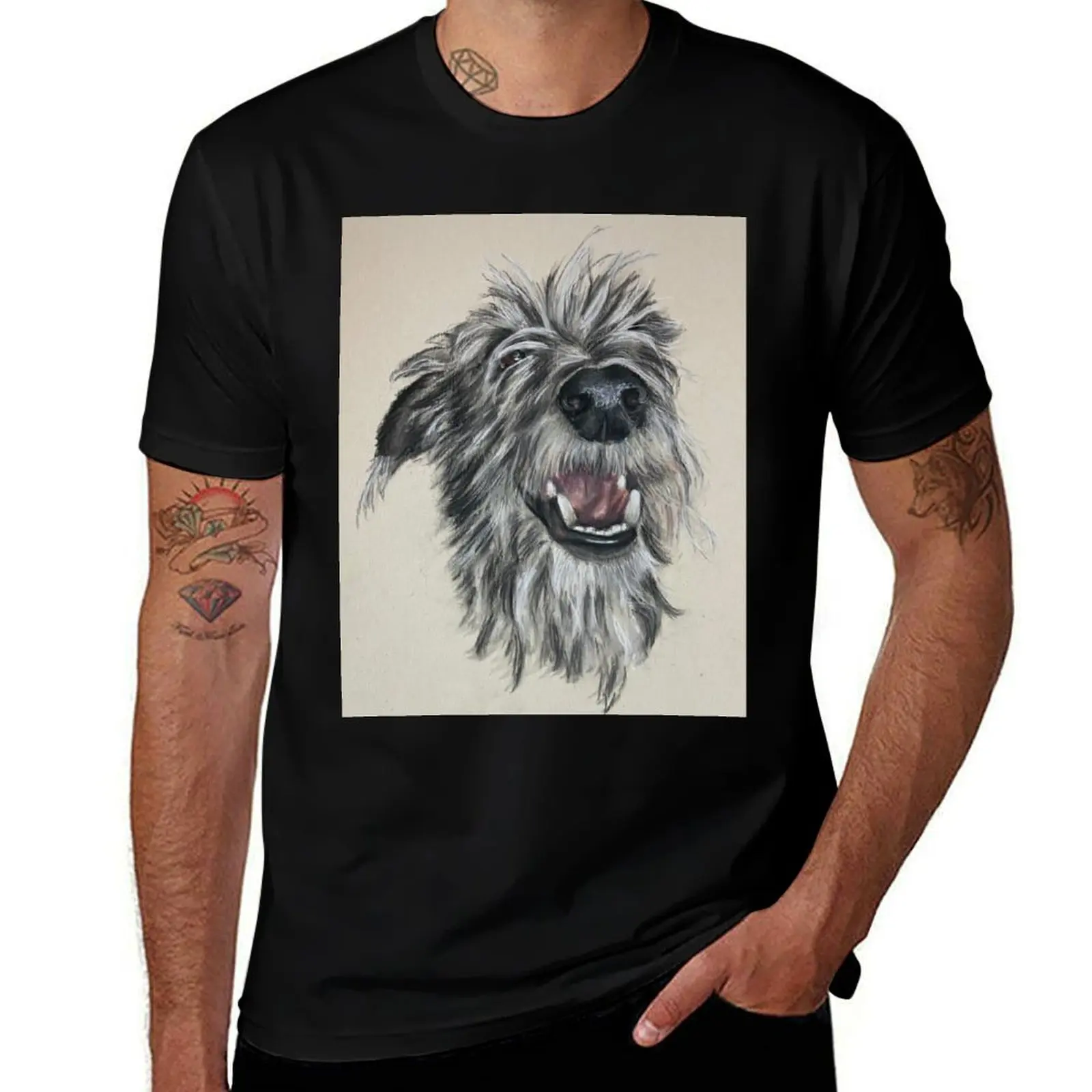 Футболка Scruffy Lurcher, футболки с рисунком аниме, винтажная футболка для мальчиков с животным принтом, хлопковая футболка для мужчин