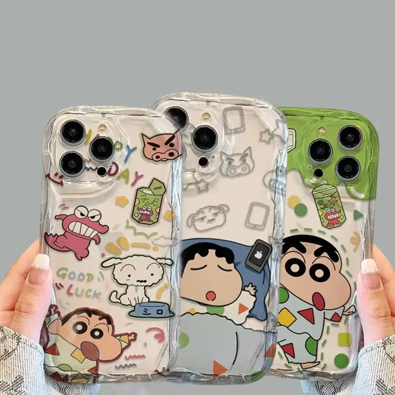 Чехол Shinchan с пижамными мелками для Samsung Galaxy S24 Ultra S23 A55 A35 A34 A32 A54 A53 A52 A14 Cover Funda Silicone Trans