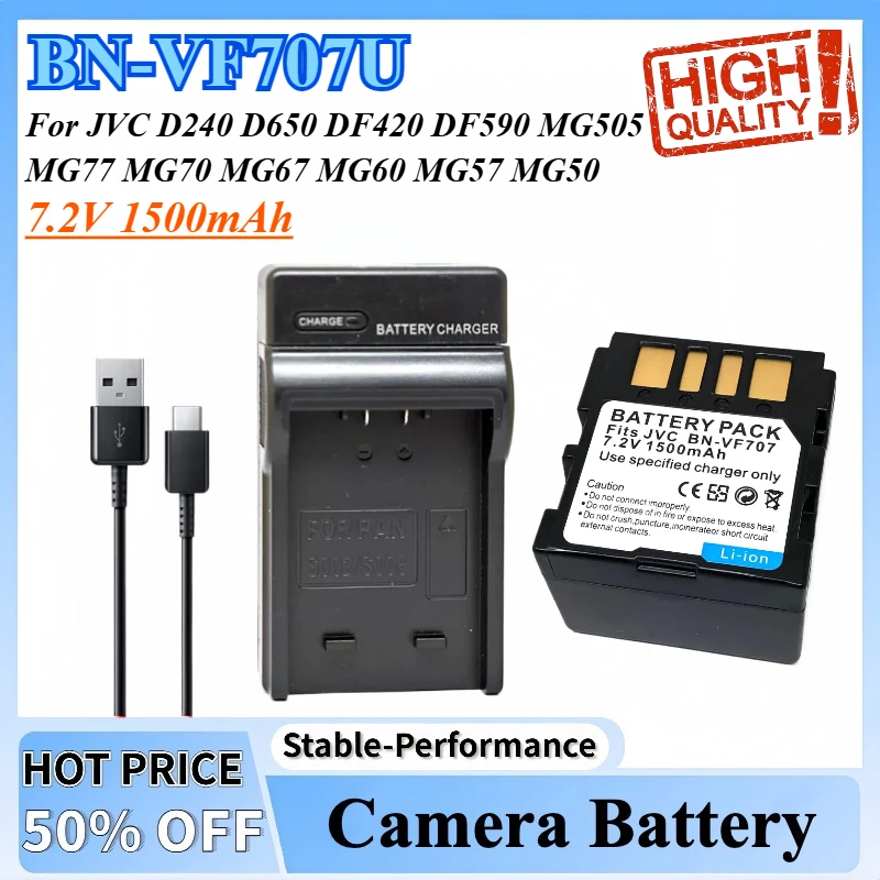 BN-VF707U VF707 Аккумулятор переменного тока + зарядное устройство Для JVC D240 D650 DF420 DF590 MG505 MG77 MG70 MG67 MG60 MG57 MG50 MG47 MG40 MG37 MG33 MG30
