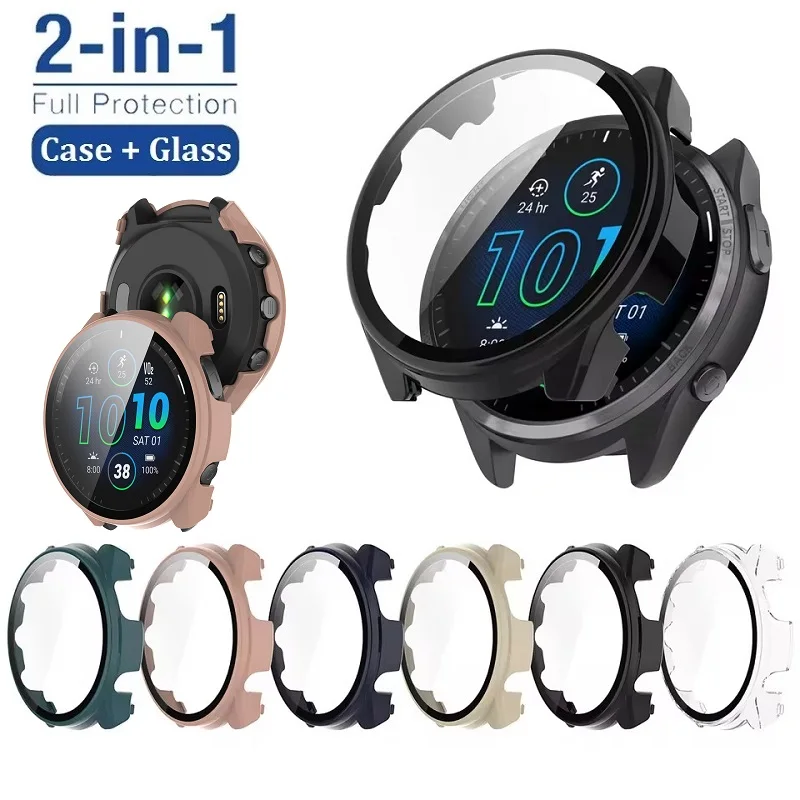 Чехол из закаленного стекла для Garmin Forerunner 965, защитное стекло для экрана и защитный чехол-бампер для Garmin Forerunner 965