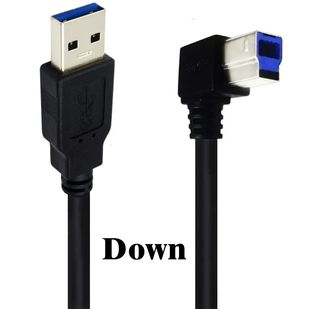 Фото USB 3.0 USB Male to USB-B 3.0 90-градусный вверх вниз левый правый угол типа B Сменный кабель для картриджа жесткого диска для передачи данных 0,5 м №4