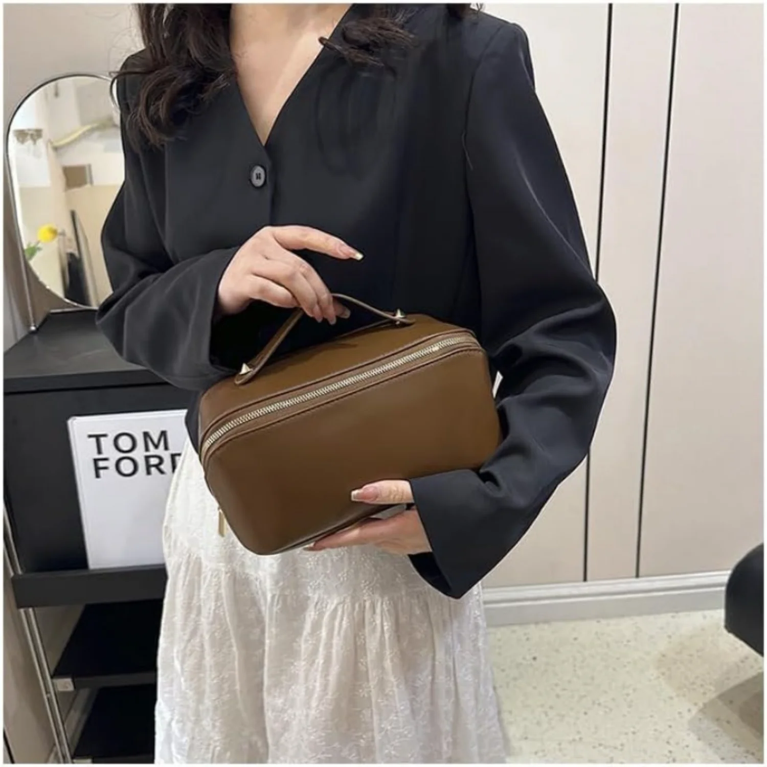 Makeup Bag Large Capacity Travel Cosmetic Bag Portable PU Leather Waterproof Makeup Organizer Bags for Women with Handle Open Fl (art.: 3920ca235b4d9) - 3920ca235b4d9