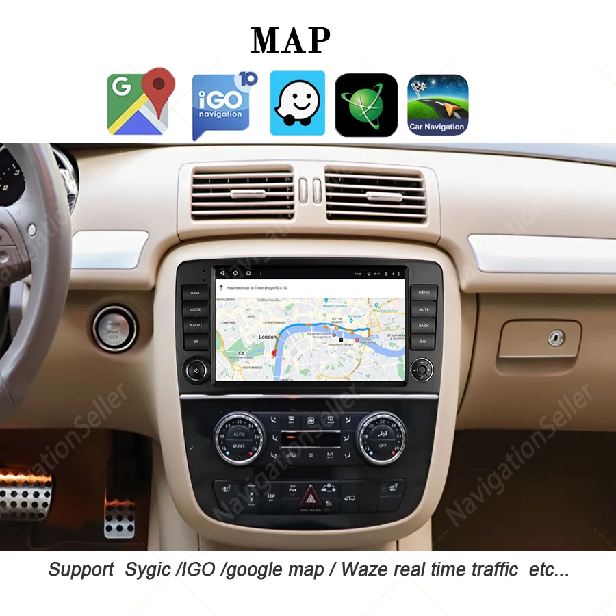 Фото Для Mercedes W251 головное устройство R Class R350 R320 R300 R280 Android стерео радио мультимедиа CarPlay Bluetooth навигация CarPlay Gps №4