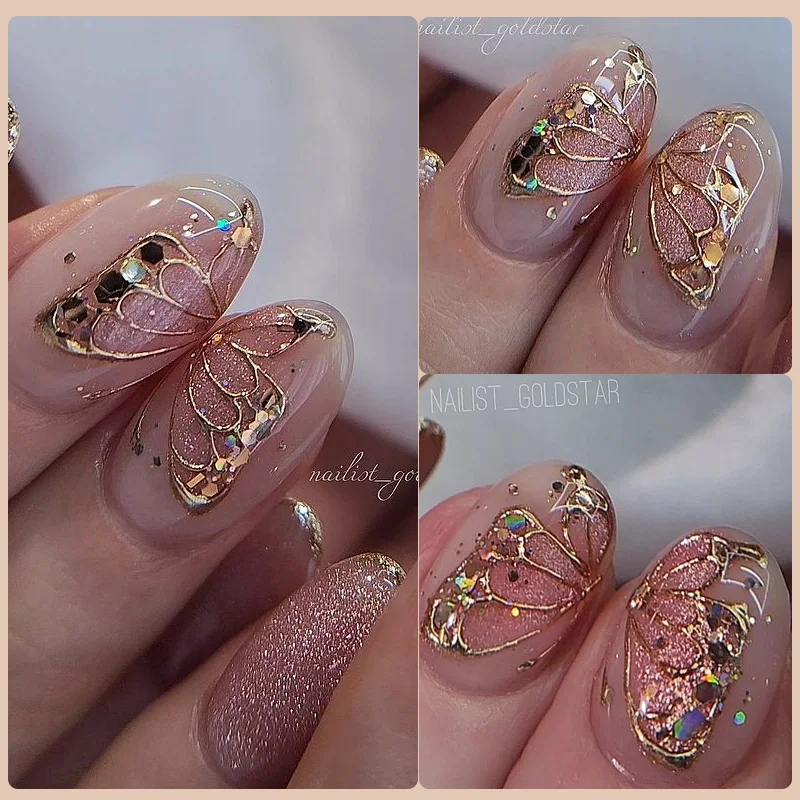 Фото LILYCUTE 5 мл суперъяркая подкладка для гель-лака для ногтей серебристый золотой розовый зеркальный Граффити Полосатый гель для дизайна ногтей №2