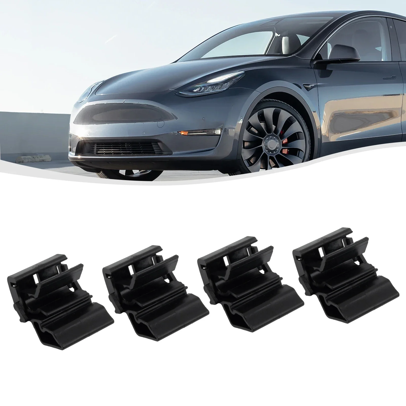Фото 4 шт. для Tesla Model Y 2020-2021 передний umper коробка Пряжка капот зажим для багажника 1472872-00-B коробка пряжка зажим для багажника №5