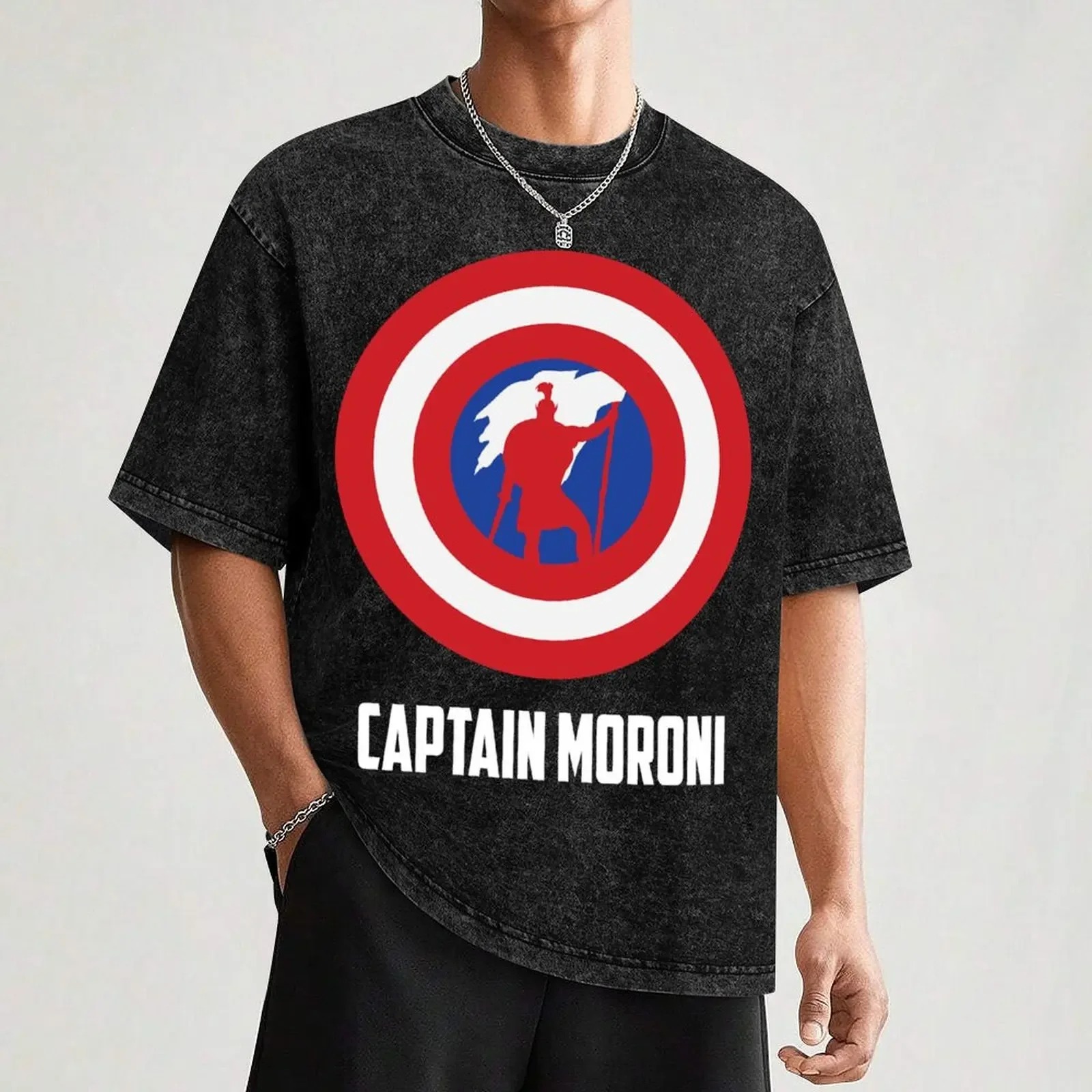 Фото Футболка Mighty Captain Moroni, винтажная одежда, винтажная футболка с рисунком, футболка с рисунком, мужские рубашки в стиле аниме №3