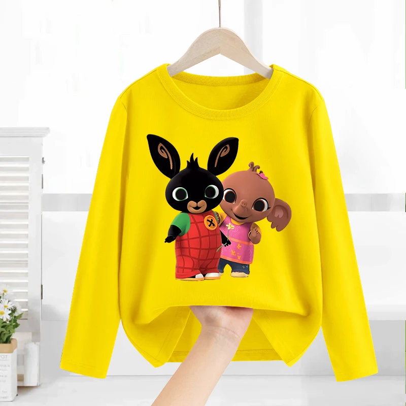 Детские толстовки с капюшоном Bing Bunnies, топы, толстовки с принтом аниме, футболки с длинными рукавами, весенний детский пуловер, свитер, одежда