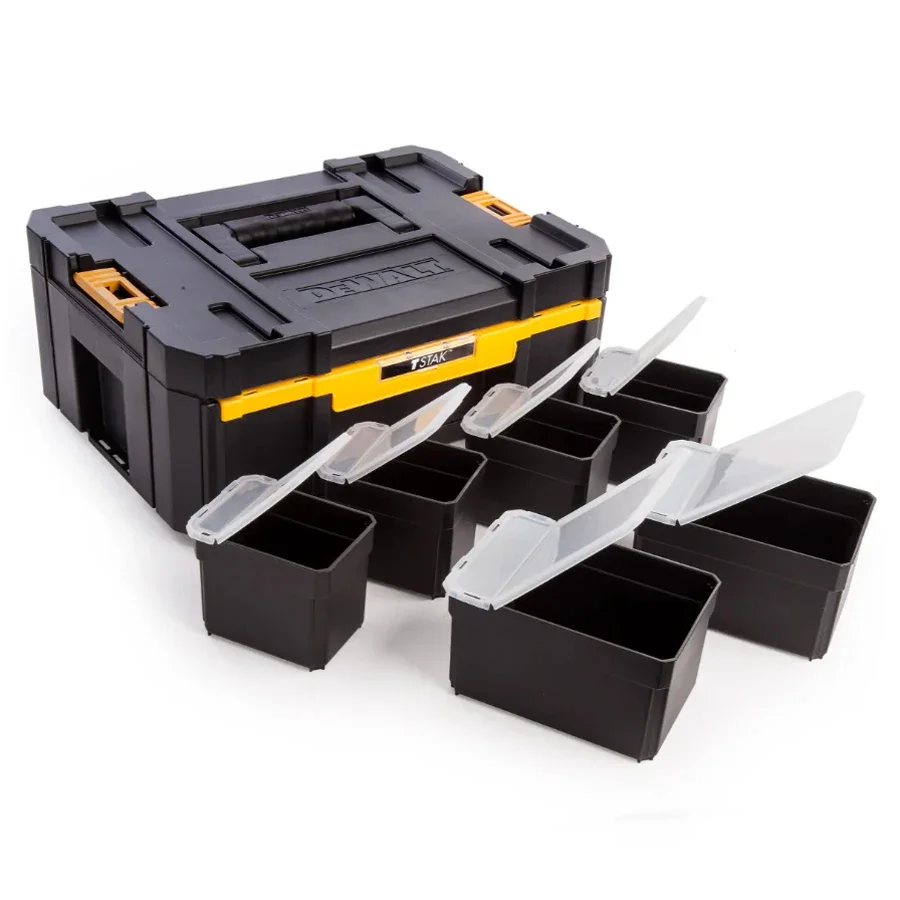 Фото Ящик для хранения с одним глубоким ящиком Dewalt T-Stak III и 6 сумками для хранения, настоящий прочный и прочный ящик для хранения инструментов DWST1-70705 №2