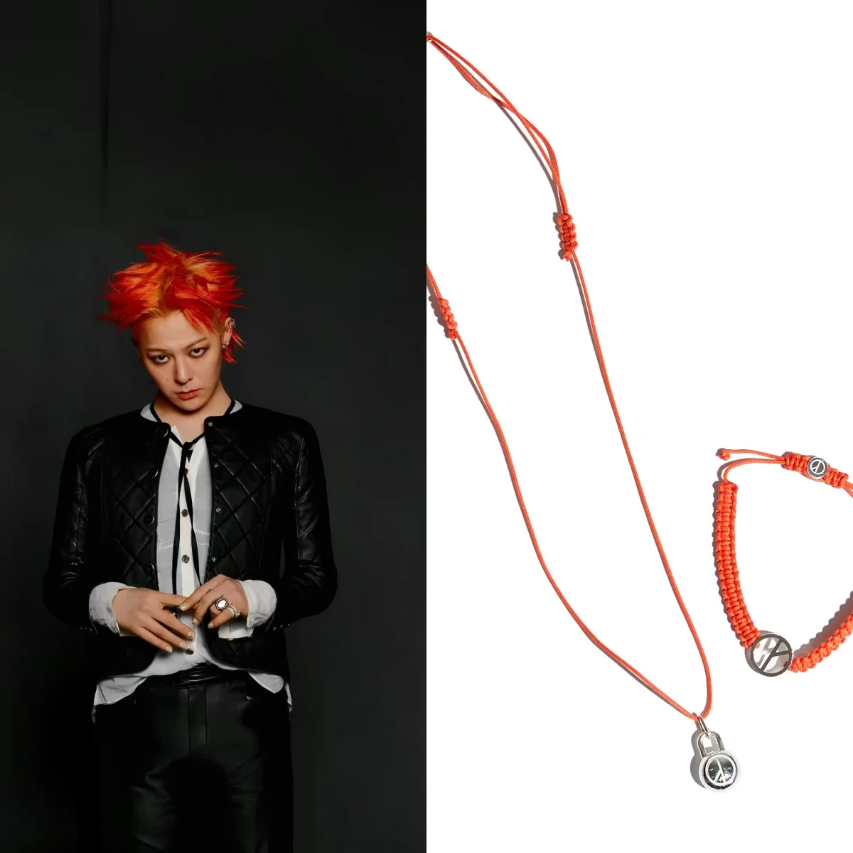 Корейский браслет Superstar G-DRAGON «COUP D'ETAT» Idol GD PMO Ожерелье с оригинальным логотипом Оранжево-красное регулируемое плетеное ожерелье