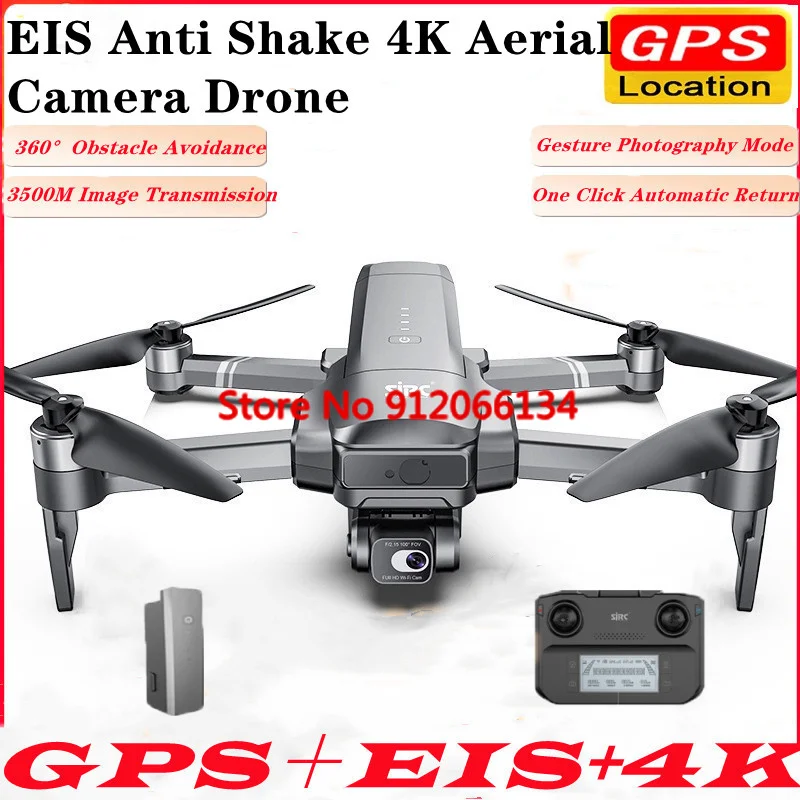 EIS Anti Shake Real 4K Дрон с дистанционным управлением 3,5 км, предотвращающий препятствия, бесщеточный GPS Smart Follow Me, автоматическое возврат, WIFI FPV RC Drone