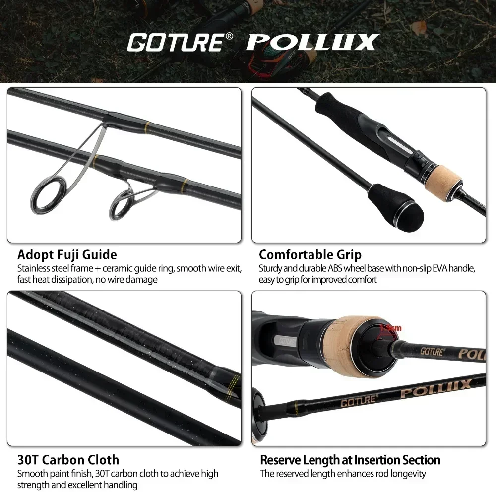 Фото Спиннинг Goture POLLUX, 1,83 м/1,98 м, 6 футов/футов, 30 т, Спиннинг для заброса приманки, круглая удочка для морской рыбалки, Удочка ML/M/MH №3
