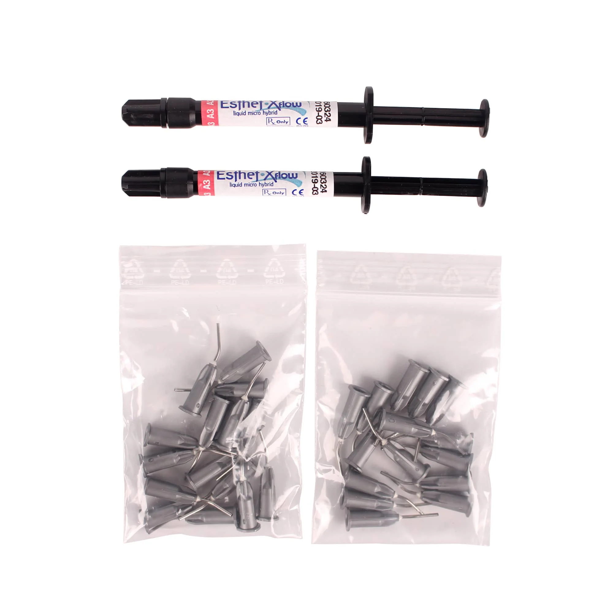 Фото Dentsply Flowable Resin, набор из 2 трубок, 1,3 г/трубка, A2/A3, включая 30 наконечников доставки) — стоматологический восстанавливающий материал №3
