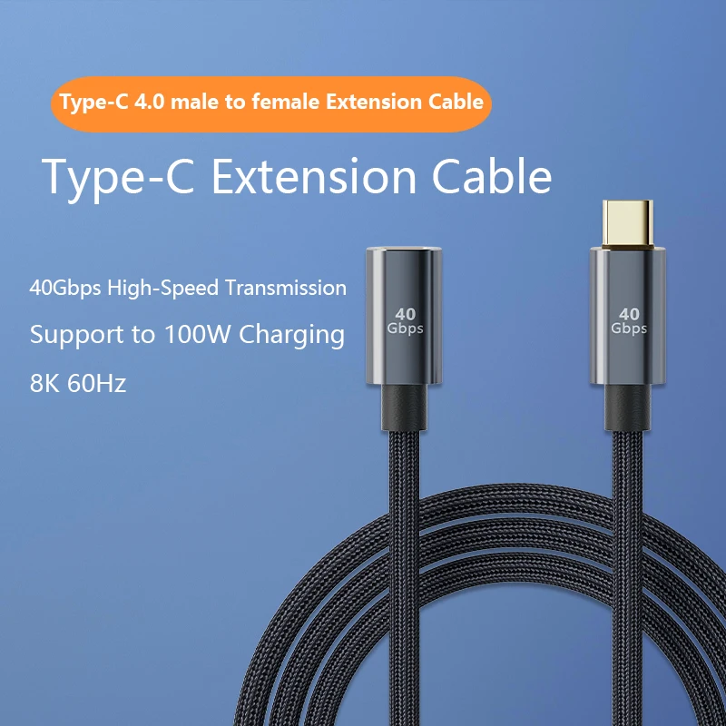 Фото Новинка 2022, кабель для быстрой зарядки USB 4,0 и Type C, 100 Вт, передача данных 40 Гбит/с, аудиокабель Trans 8K для ноутбука Vivo MI №5