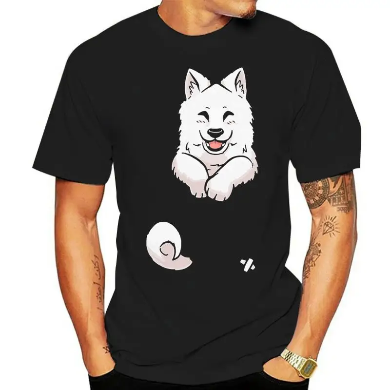 Мужская футболка с карманом, Милая футболка с щенком Samoyed, женская футболка