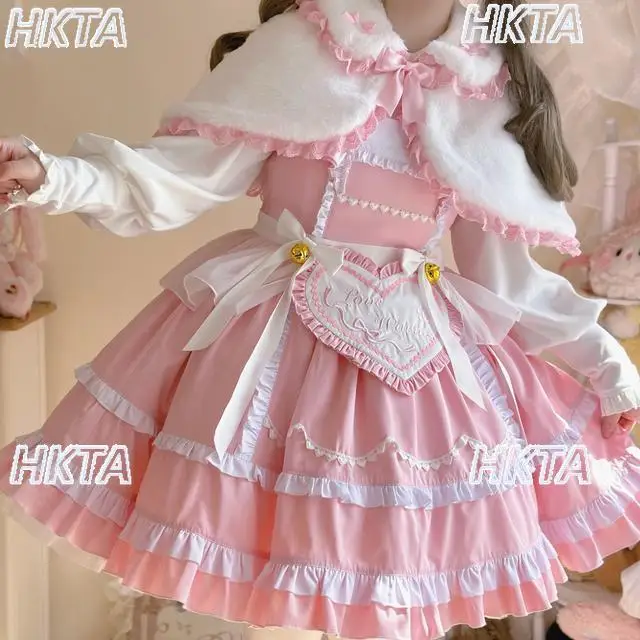 Короткие куртки Kawaii Lolita, топы, женские милые осенние новые кукольные воротники с кружевным бантом, розовые шерстяные накидки, пальто для женщин (art.: 3920d17c291b4) - 3920d17c291b4