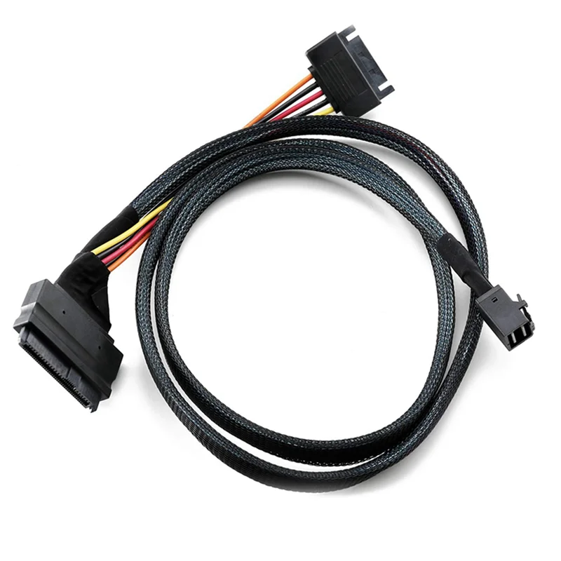Встроенный кабель 12G Mini SAS HD — U.2 / SFF-8643 — SFF-8639 длиной 0,5 м с 15-контактным блоком питания SATA, подходит для SSD U.2