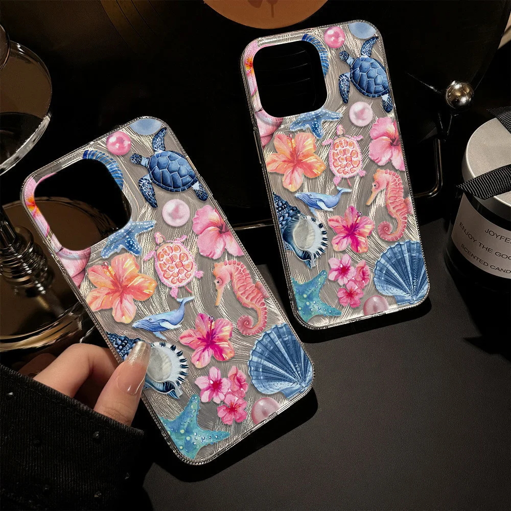 Фото Противоударный чехол для телефона с рисунком океанских элементов для iPhone 13 Funda iPhone 11 16 Pro Max 15 14 12 16 pro max Жесткий пластиковый чехол IMD №5