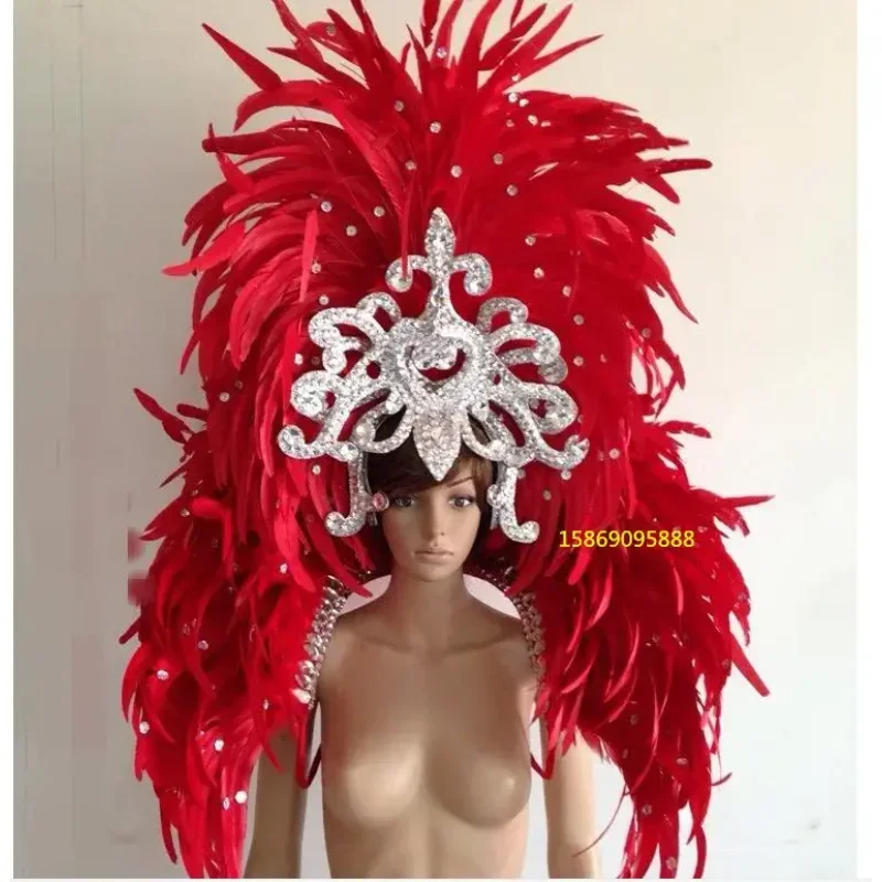 Фото 2025  Exquisite Luxury Carnival Opening Dance Headwear Feather Hat Exaggerate Revel Show Stage Women №2