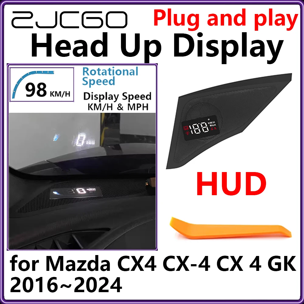 ZJCGO скрытый HUD проектор автомобильный проектор Plug and Play дисплей скорости вращения для Mazda CX4 CX-4 CX 4 GK 2016 ~ 2024