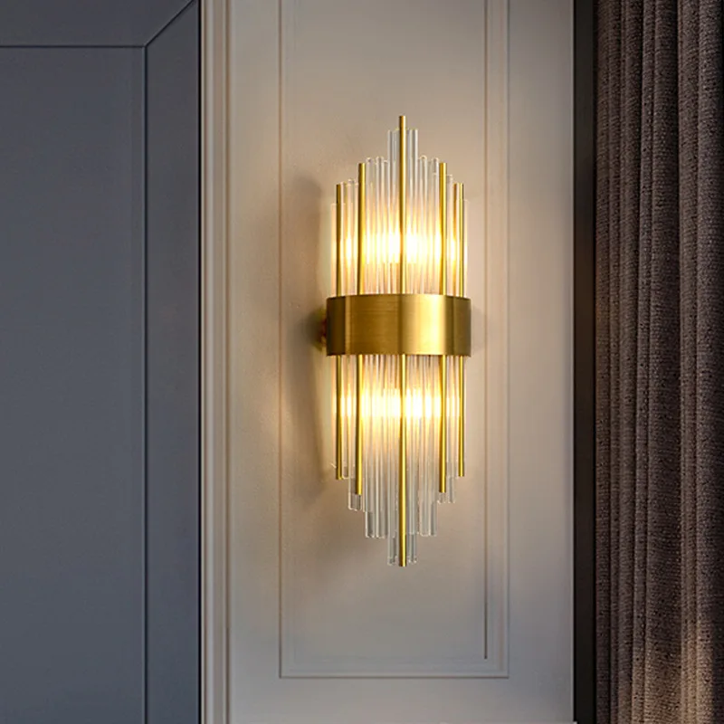 Nordic Light Роскошные хрустальные настенные круги Креативный настенный подвесной светильник Освещение коридора Настенный светильник для спальни Отель Учебные светильники