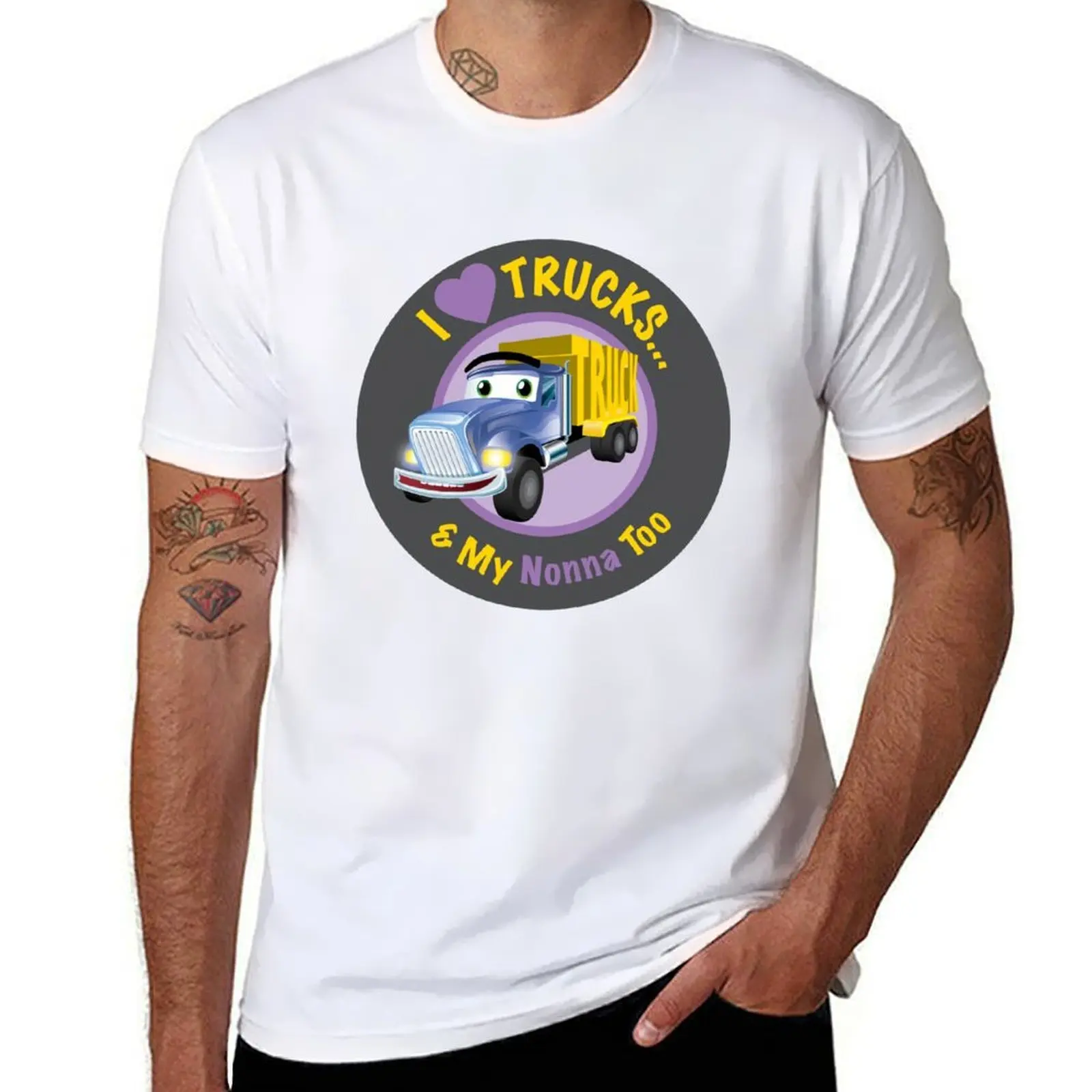 Футболка I Love Trucks... & My Nonna Too, хлопковая футболка, мужская футболка из 100% хлопка, футболка люксового бренда