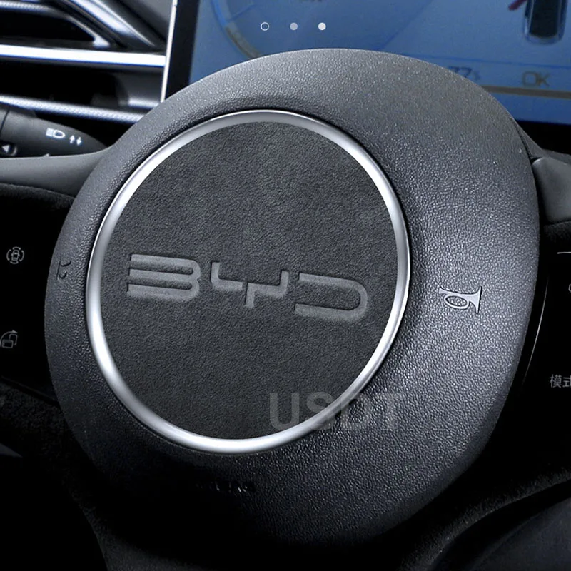 Передняя эмблема на руль для BYD автомобиля, значок с логотипом BYD Seal Atto 4 EV 2022 2023 2024, верхний замшевый коврик, защитная наклейка
