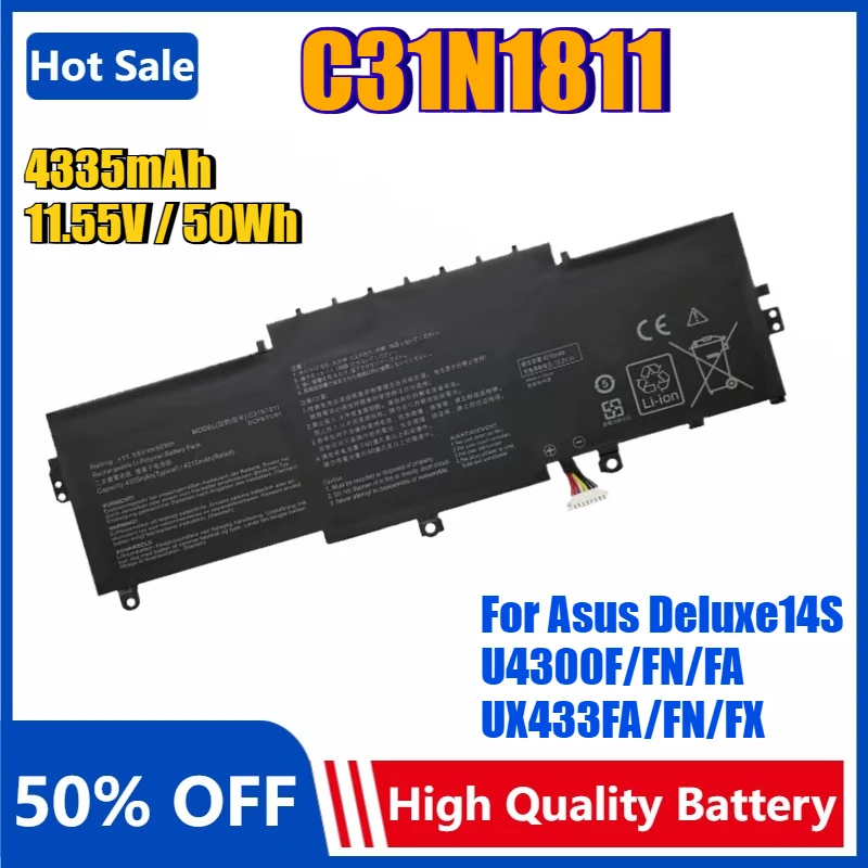 Новый аккумулятор для ноутбука C31N1811 для Asus Deluxe14S U4300F U4300FA U4300FN UX433FA UX433FN UX433FX BX433F RX433FN 0B200-03080000