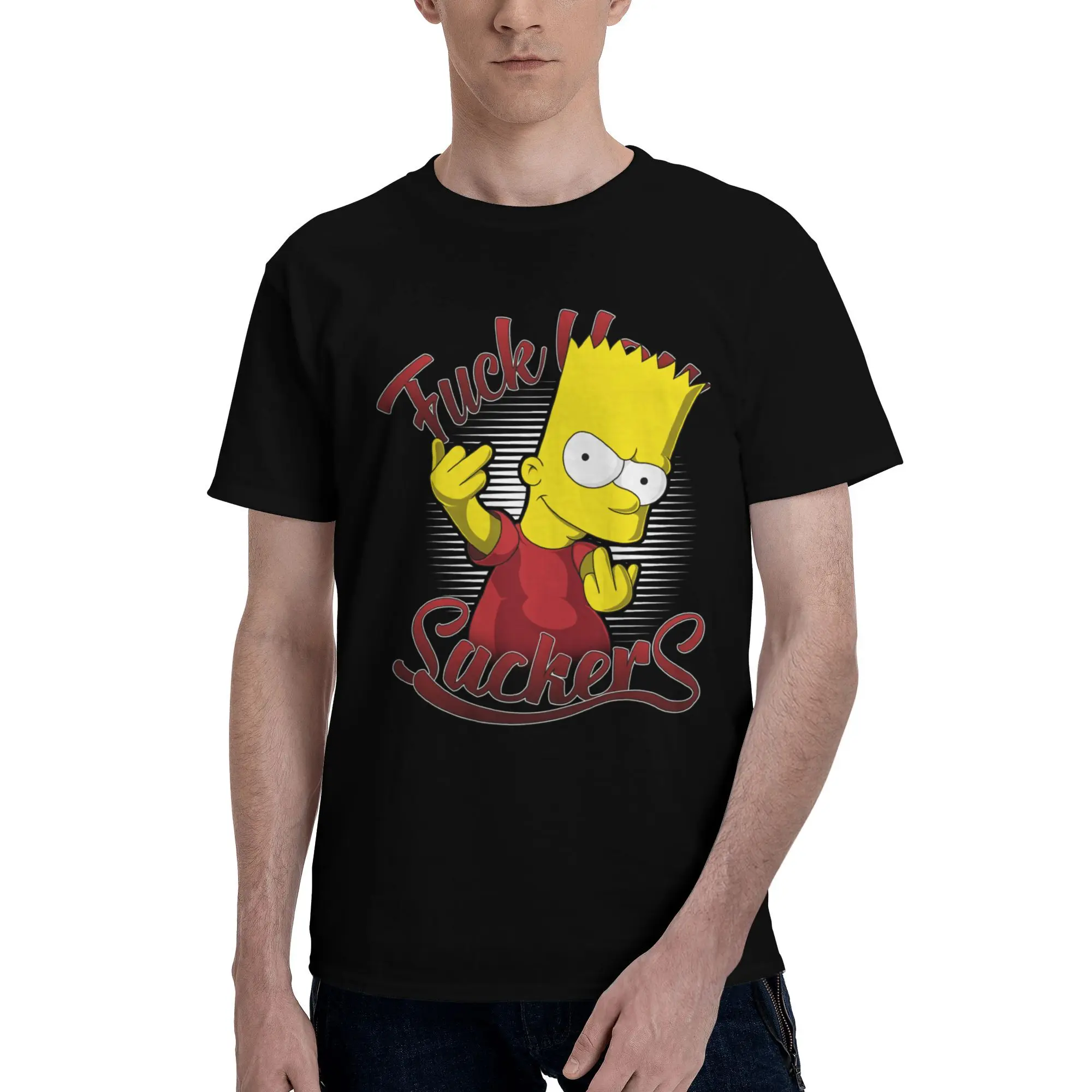 Мужские футболки S-Simpsoned Bad Boy Bart на заказ, футболки из 100% хлопка, модная футболка с короткими рукавами, одежда