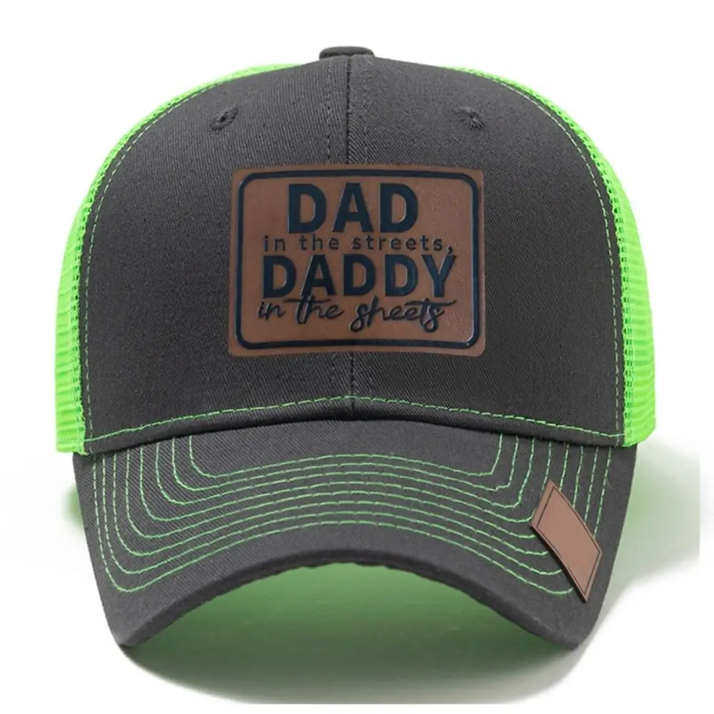 Фото Кепка с кожаной нашивкой DAD Snapback, регулируемая повседневная одежда, шляпа дальнобойщика DADDY, солнцезащитная сетчатая бейсболка, альпинизм, велоспорт №3