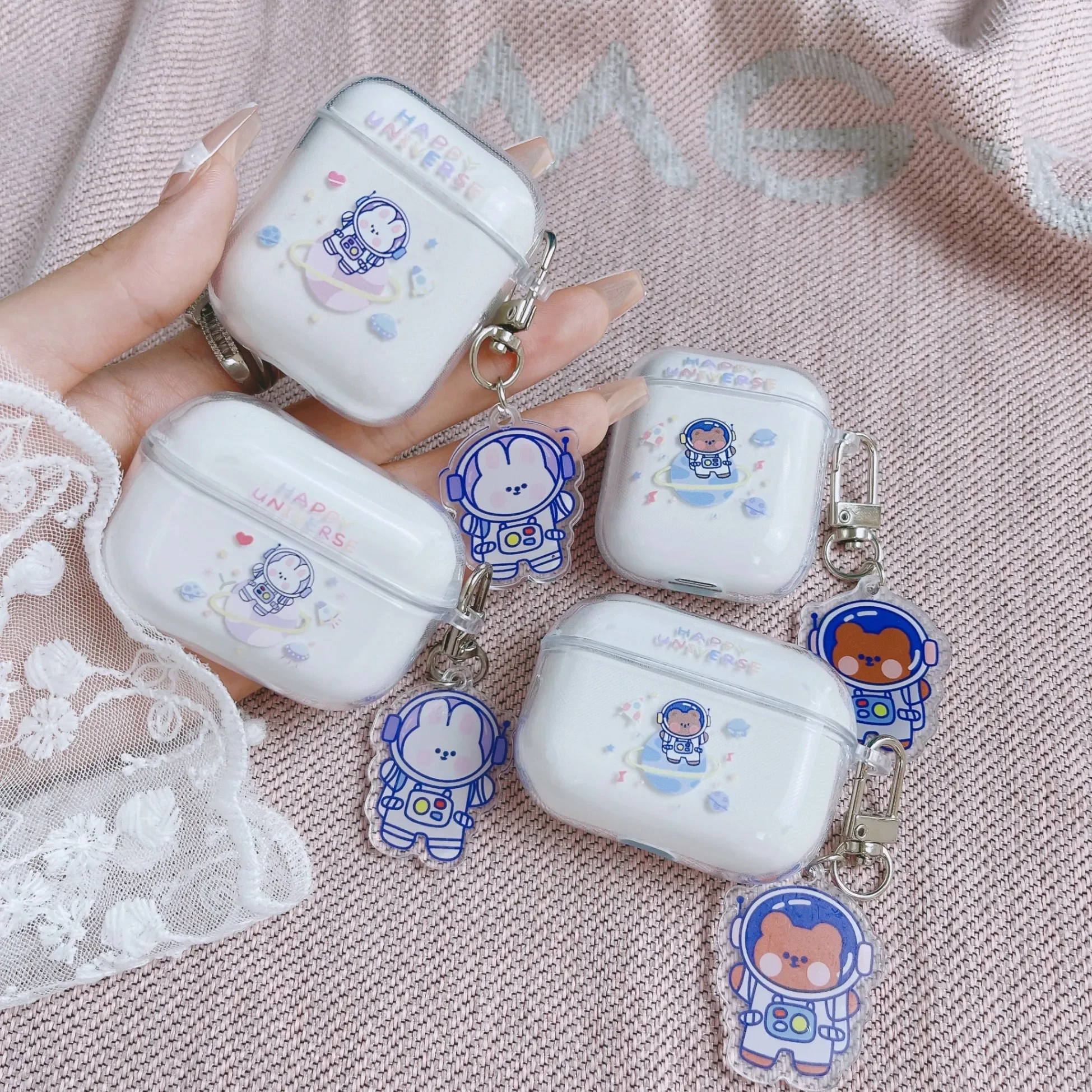 Для AirPods1 AirPods2 AirPods 3 4 для Apple AirPods Pro 2 чехол для наушников с рисунком астронавта, медведя, кролика, защитный мягкий чехол
