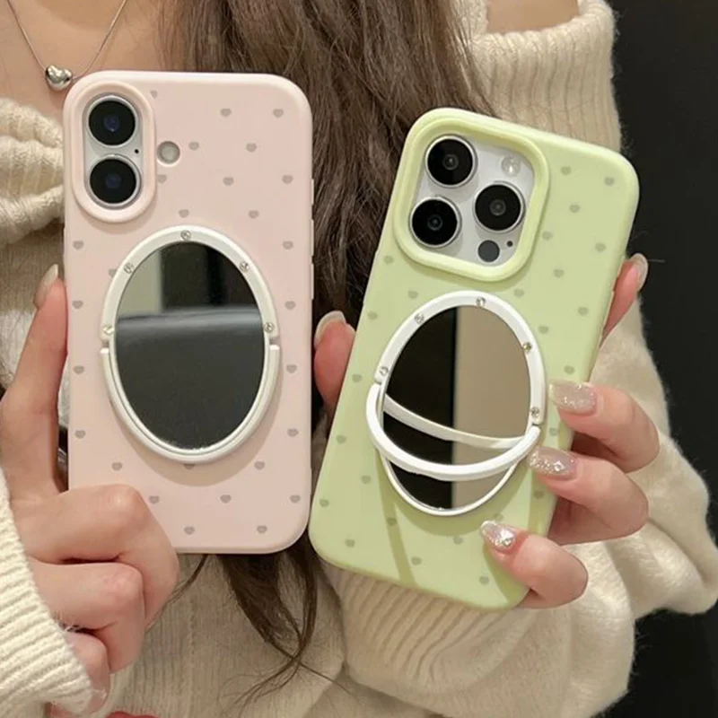 Чехол для телефона для iphone 16, 15, 14, 13, 12, 11 Pro Max Plus, новый корейский INS Dopamine Color Love Print, зеркальный защитный чехол с защитой от падения