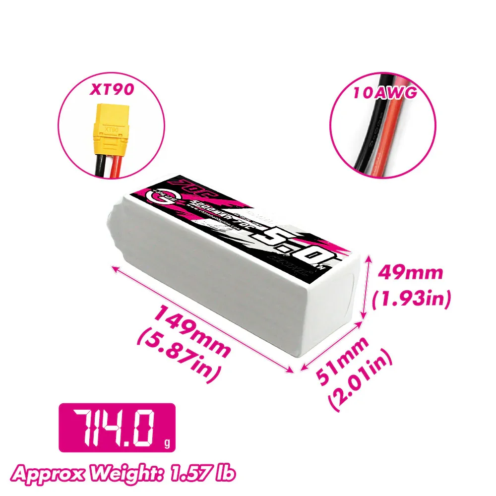 Фото CNHL 5000 мАч Lipo аккумулятор 3S 4S 6S 11,1 В 14,8 В 22,2 В 70C с разъемом XT90 для радиоуправляемой лодки, самолета, вертолета, автомобиля, квадрокоптера Speedrun №4