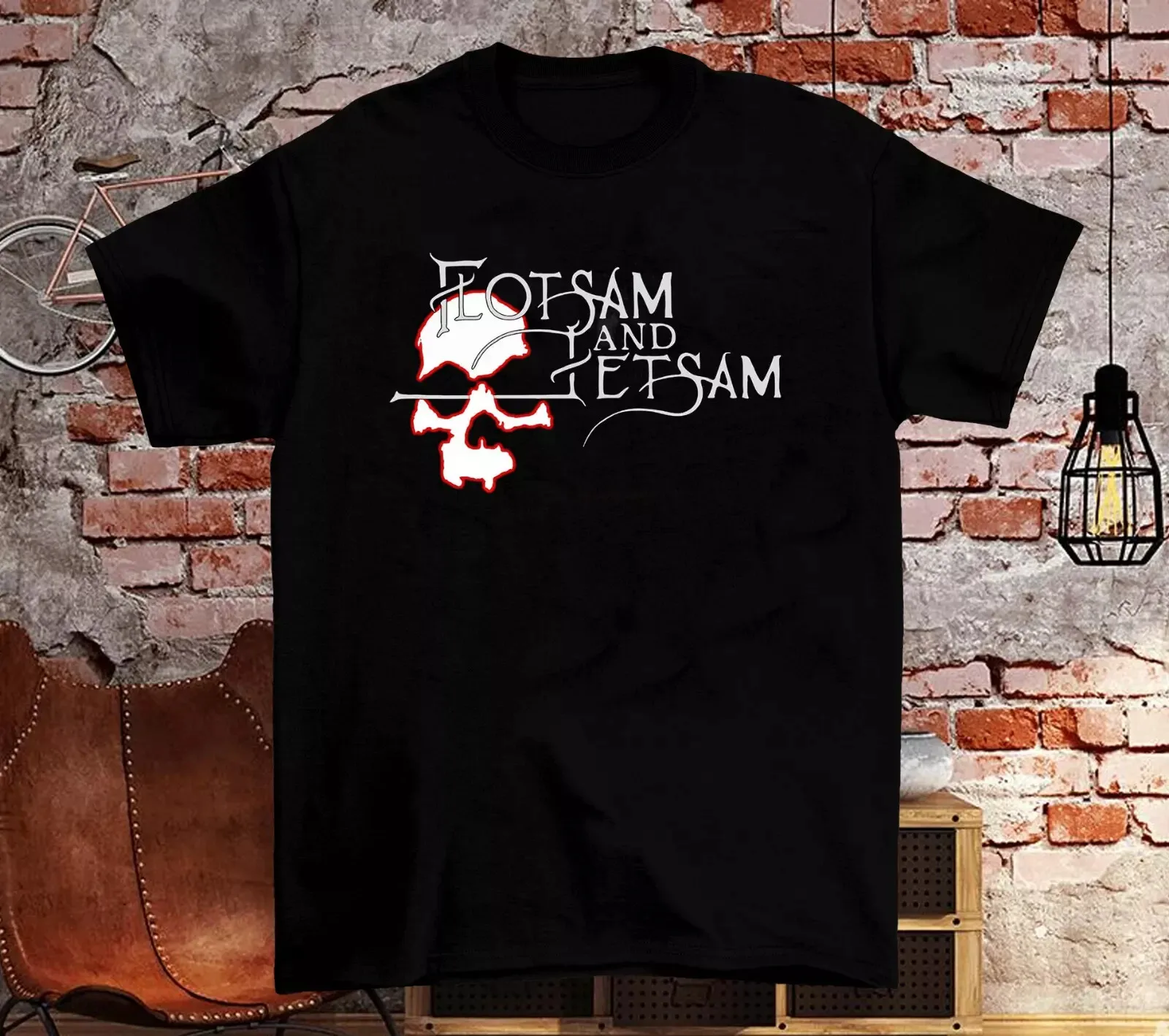 Подарочная черная рубашка с короткими рукавами Flotsam и Jetsam Band всех размеров.