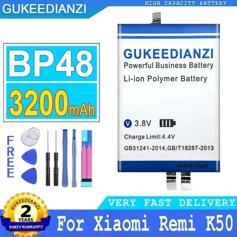 Аккумулятор GUKEEDIANZI BP48 емкостью 3200 мАч для Xiaomi Redmi K50 Big Power Bateria