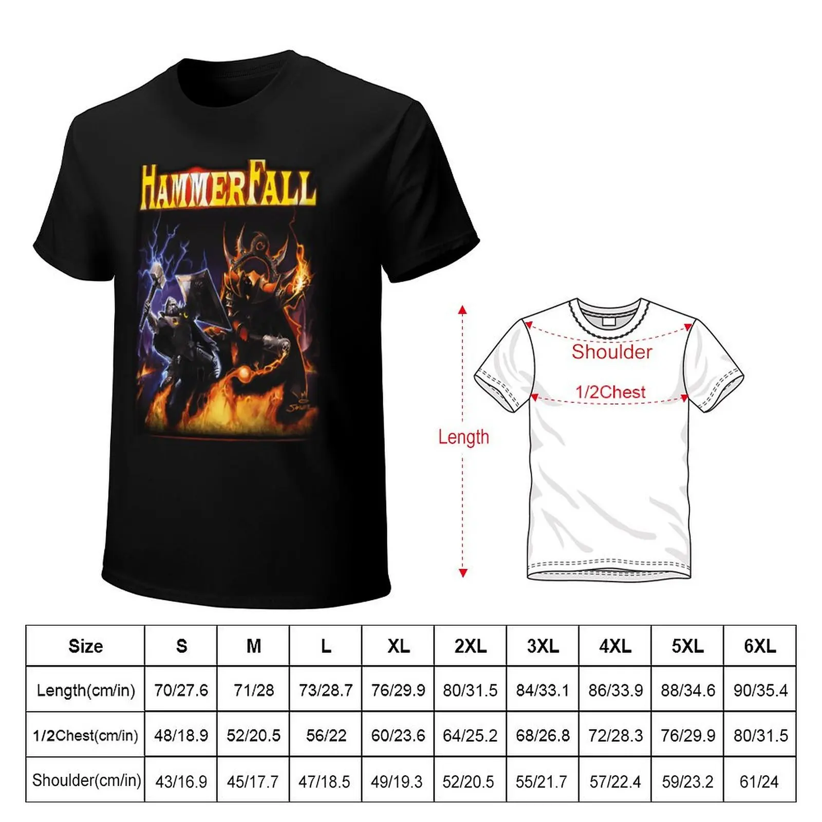 Фото Футболка Hammerfall- Crimson Thunder, винтажные футболки, забавные подарки, рубашка Croswit, мужская летняя одежда, забавные футболки для мужчин №2