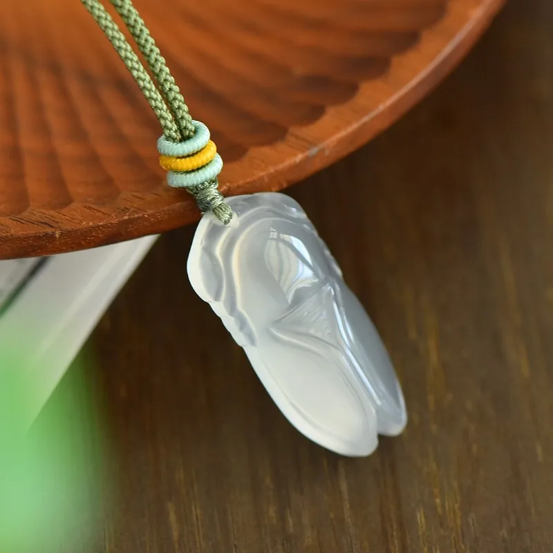 Фото Удивительный кулон High Ice Chalcedon Yiming, мужской и женский агатовый кулон Cicada №2