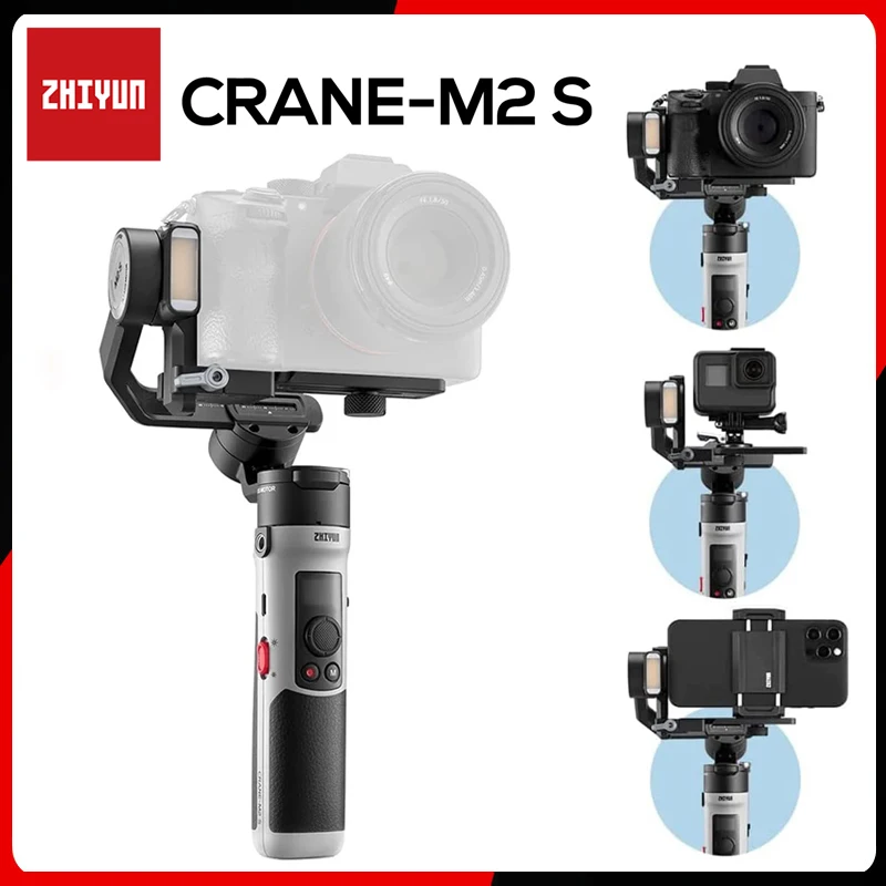 Ручной 3-осевой стабилизатор Zhiyun CRANE M2S, стабилизатор быстрой зарядки Для беззеркальных камер/Gopro/экшн-камер/смартфонов