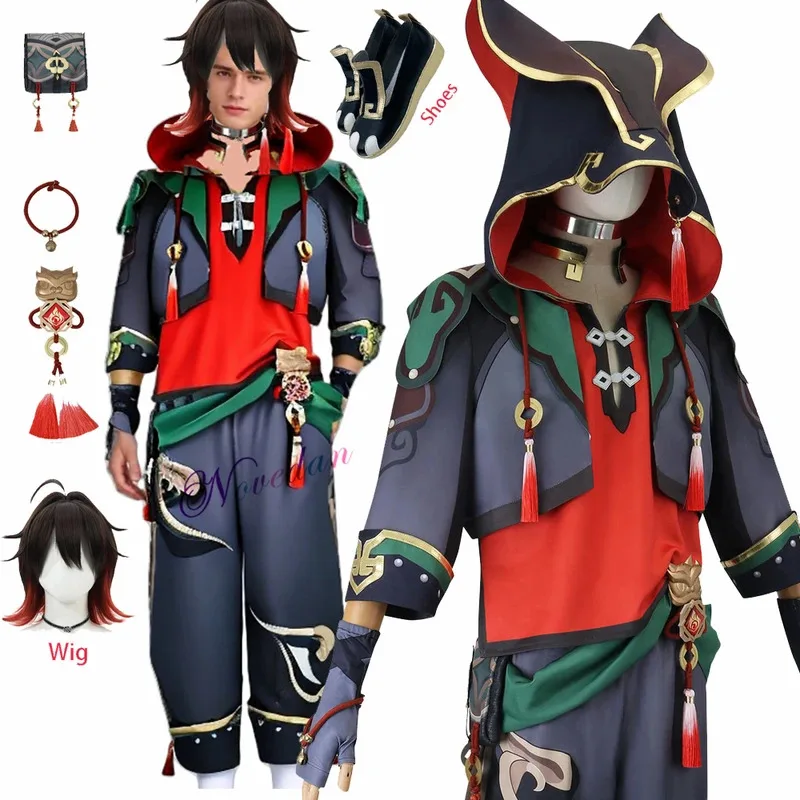 Фото A888Gaming Косплей Костюм Женщины Мужчины Genshin Ka Min Gaa Ga Ming Liyue Lion Boy Jiaming Jia Ming Косплей Парик Обувь Impact CB666@! №2