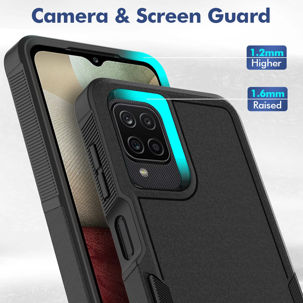 Фото Гибридный армированный чехол для Samsung Galaxy A12 / M12/F12, чехол для телефона 2 в 1, корпус из ТПУ/поликарбоната, двухслойный, жесткий, прочная, Противоударная защита №3