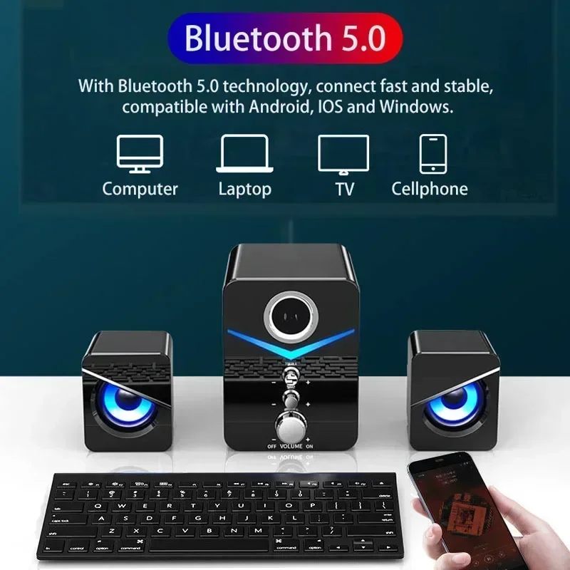 Фото D221 портативный Bluetooth-динамик система домашнего кинотеатра умный сабвуфер настольный музыкальный динамик MC компьютерный динамик для ноутбука №4