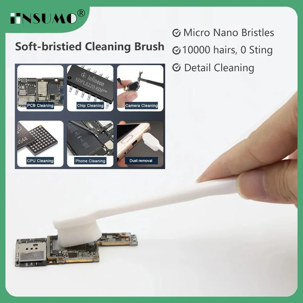 BST-82 Щетка для чистки волокна из ПБТ для Macbook, материнская плата телефона, чип PCB, BGA, удаление клея, электрический инструмент для ремонта