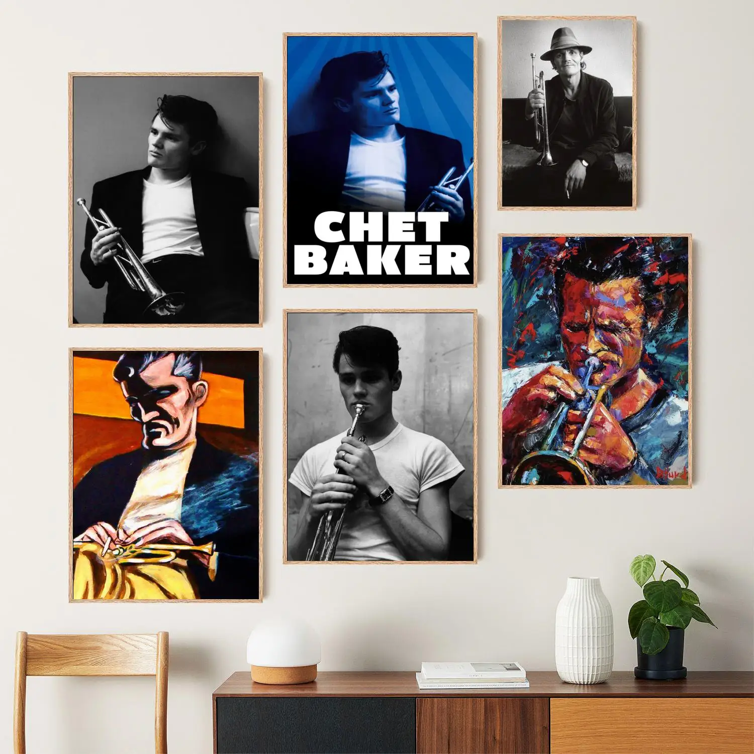 Плакат на холсте Chet Baker и настенное искусство, печать с изображением, современная семья, декор для спальни, постеры