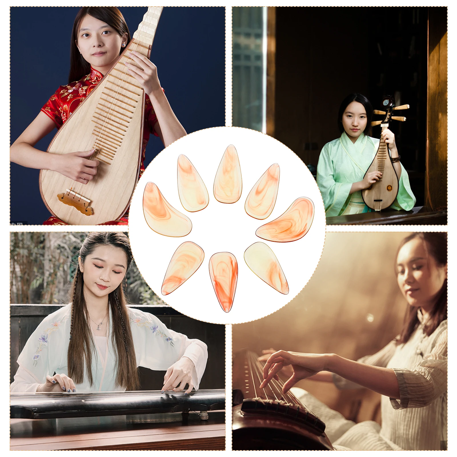 Фото 8 шт. Guzheng для ногтей, устойчивые к деформации, накладные защитные чехлы для кончиков пальцев, защита для взрослых, носимый инструмент из АБС-пластика №3