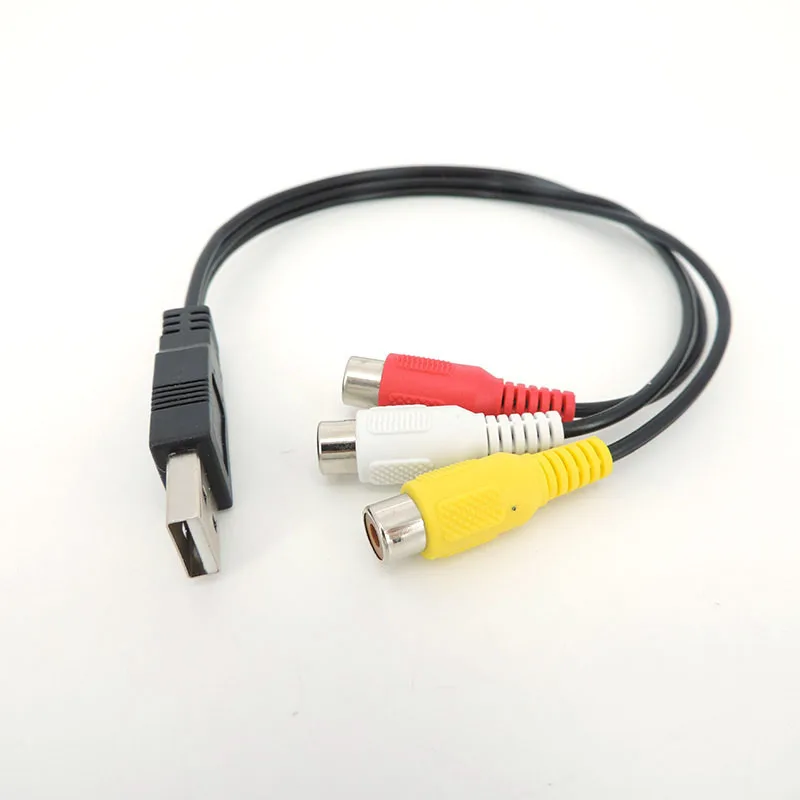 25 см USB A штекер к 3 RCA 3RCA гнездовой AV адаптер аудио преобразователь разъем видео A/V кабель провод для HDTV TV ТВ шнур