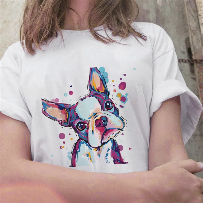 Футболка Minyak Lukisan pendpendek Anjing Lucu Grafis T-shirt Футболка Harajuku модная женская футболка