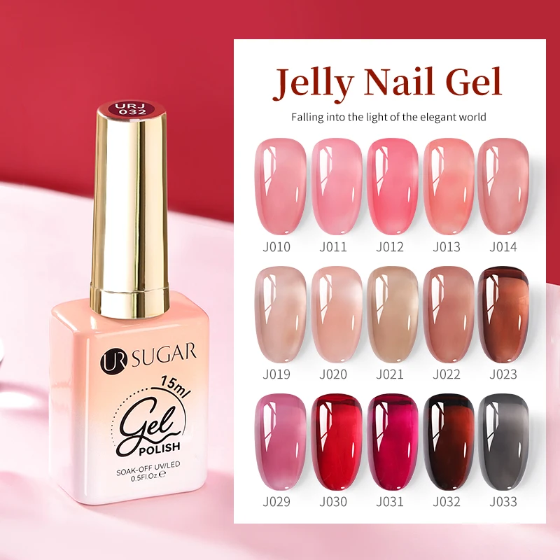 UR SUGAR 15 мл Jelly Red Series Гель-лак для ногтей Рождественский гель-лак для дизайна ногтей Полупрозрачный гель для ногтей телесного цвета для зимнего маникюра